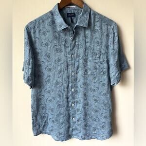Good Man Brand Linen Floral Print Short Sleeve Button Down (size M)